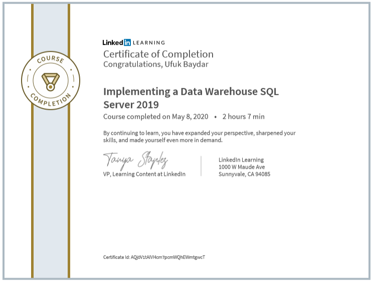 Data Warehousing Certificate